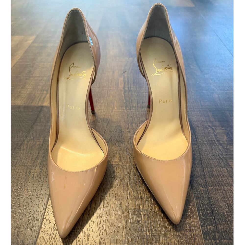 Christian Louboutin Iriza Nude Patent D'Orsay Pumps Size 39.5 - Picture 2 of 12